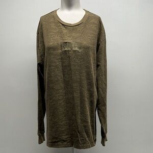 Kith Classic Logo Crewneck Long Sleeve Shirt Tiger Camo Green Mens Size Medium